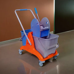 THS RSTRIS52 Orange Double Mop Bucket Trolley 50L