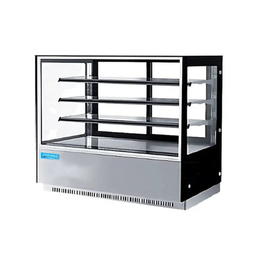 Inofrigo FCS1500R3M Front Flat Glass Rectangular Cake Display Showcase 150 x 70 x 130 cm 3 Shelves - HorecaStore