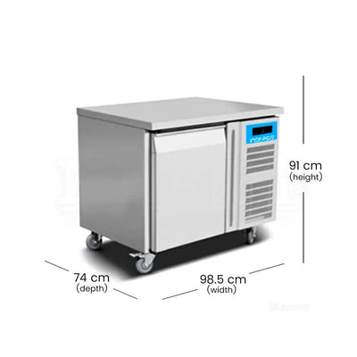 inofrigo gn1100tn counter chiller ventilated cooling system stainless steel self closing door 98 5 x 74 x 91 cm 260 liters