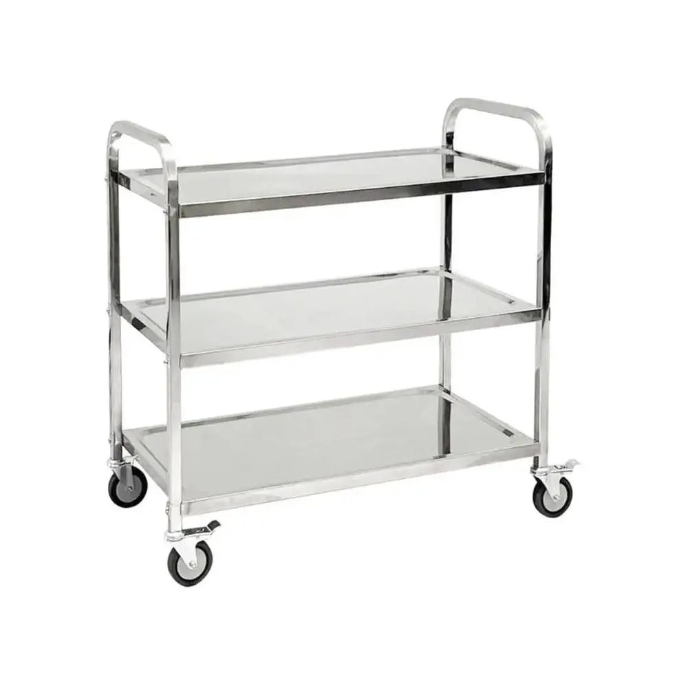 Jiwins Stainless Steel Serving Trolley Square Tube 3-Tier, 150 kg