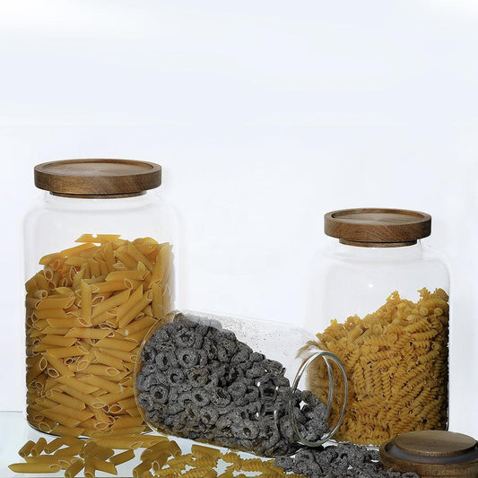 Kitchen Glass Jar 2.0 L, Durable Bamboo Lid airtight seal keeps food fresher for longer - HorecaStore