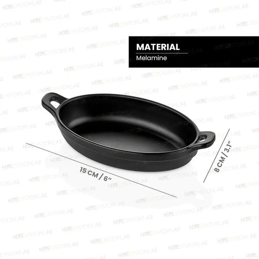 Kulsan 24016.BL Melamine Oval Pan, L 15 x 8cm, Color Black - HorecaStore