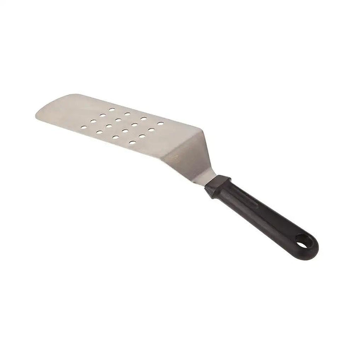 Lacor Spain 60421 Black Nylon Handle, Stainless Steel Perforated Turner 7.5 x 21.5 cm - HorecaStore