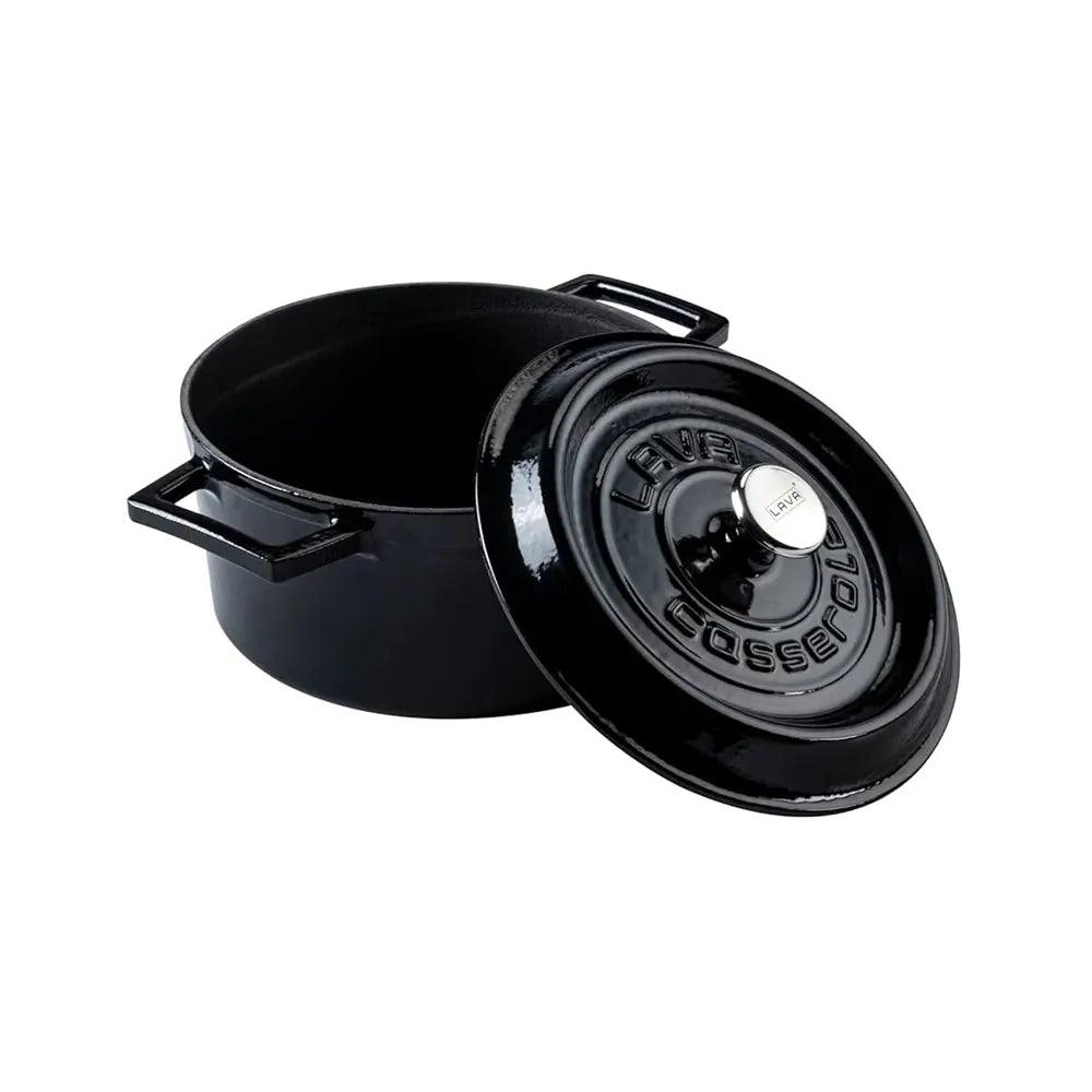 Lava Eco 9 x 7 Enameled Cast Iron Fajita Pan with Wood Server in Black