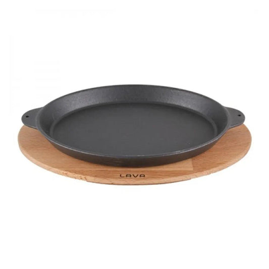 Lava Enameled Cast Iron Skillet 9 inch-Oval Fajita Pan with Beechwood  Service Platter 