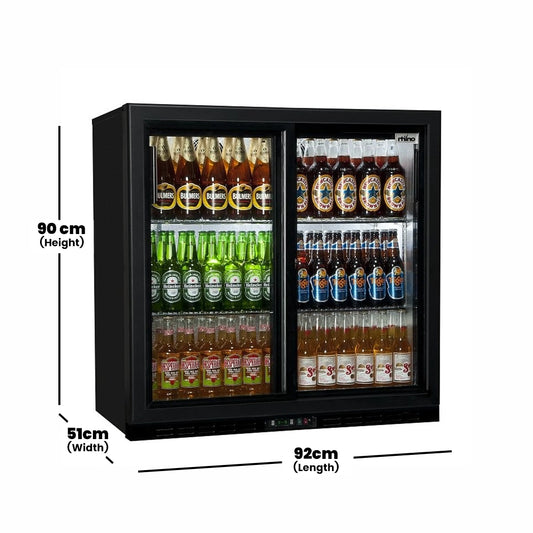 Lava Inox Two Sliding Door Bar Cooler Black, 220 L, 250 W, 92 x 51 x 90 cm