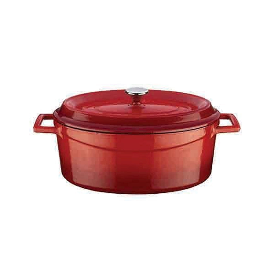 Lava Oval Casserole 3.91 Litres, L 34 x W 21 x H 12 cm, Enameled Cast Iron, Color Red