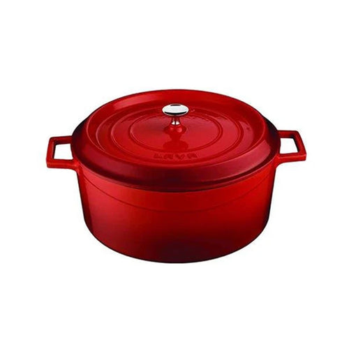 Lava Round Casserole Ø24 cm, 4.5 Litres,  Enameled Cast Iron, Color Red