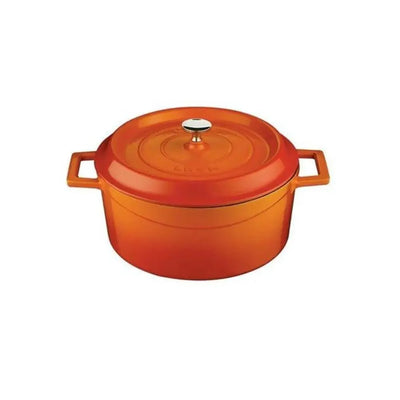 Lava Round Casserole Ø28 cm, 6.7 Litres,  Enameled Cast Iron, Color Orange