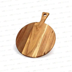Lava Wood Round Serving And Chopping Board with Handle Ø 34 x L 47 cm