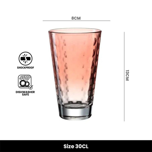 Leonardo Optic Long Drink Colored Glass, 30 cl, Color Coral, Pack of 6