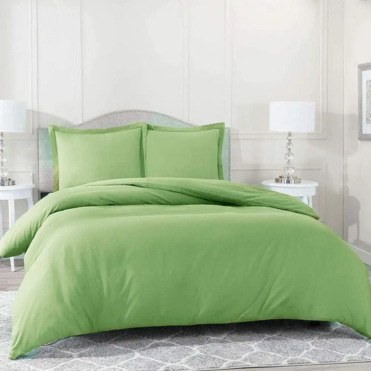 ths giza cotton double queen duvet cover slit green