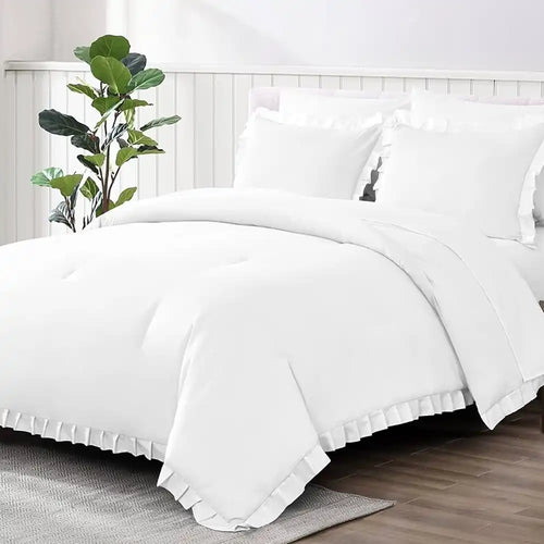 THS Eternal Stripes King Cotton Duvet Cover White