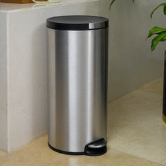 EKO Artistic Stainless Steel Round Pedal Bin, 30-Liter