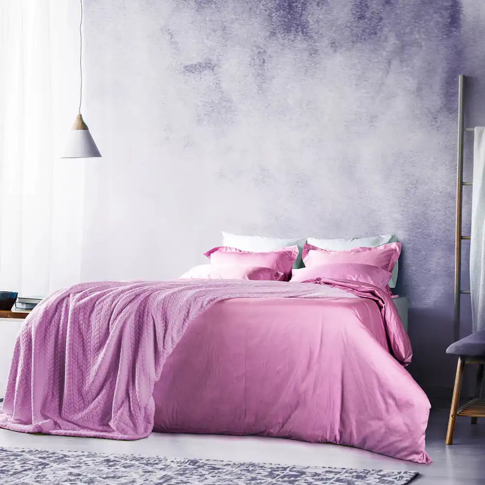 ths giza cotton double fitted bed sheet mauve