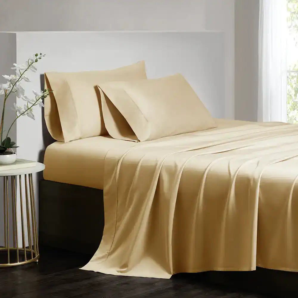 ths giza cotton single xl fitted bed sheet ivory