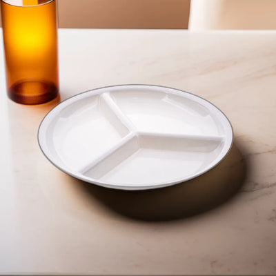 Tribeca Polycarbonate White Compartment Plate 3 Parts 23 cm, BOX QUANTITY 30 PCS