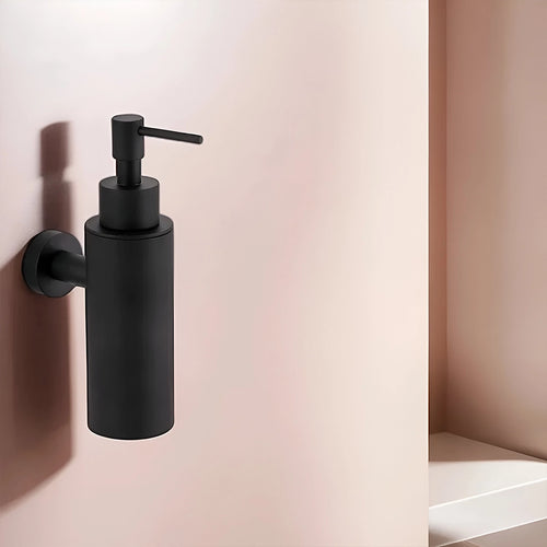 Bagnodesign Matt Black Options Round Wall Mounted Soap Dispenser, 5x11.1x18.4 cm