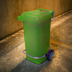 THS RSBIN123 Green Plastic Garbage Bin With Wheel And Centre Pedal 120L