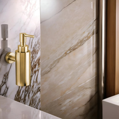 Bagnodesign Pvd Gold Options Round Wall Mounted Soap Dispenser, 5x11.1x18.4 cm