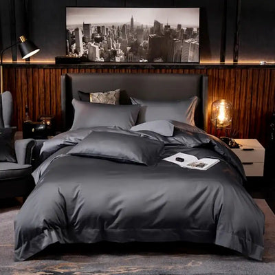 ths giza cotton super king flat bed sheet charcoal grey