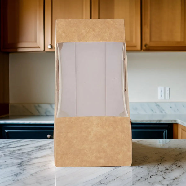 hotpack kraft sandwich wedge box with window double 13 x 8 x 18 cm 250 pcs