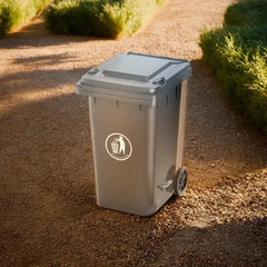 THS RSBIN124 Grey Plastic Garbage Bin With Wheel And Centre Pedal 120L