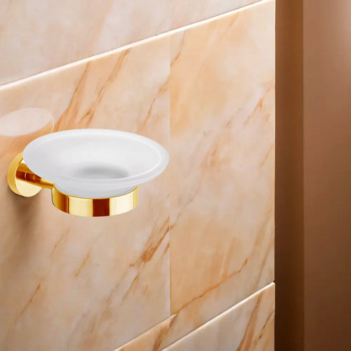 Bagnodesign Pvd Gold Options Round Wall Mounted Soap Dish And Holder, 12x14.4x5.35 cm