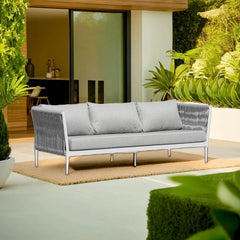 Gymkhana Ithaca Outdoor 3 Seater Sofa, White/Silver/Beige, 224x86x72.5 cm