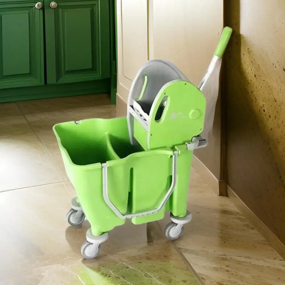 THS RSMV30 Green Double Mop Bucket Trolley 18L + 12L