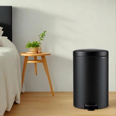 Brabantia Newicon Matt Black Stainless Steel Pedal Bin, 12L with Plastic Bucket