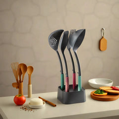 Brabantia Kitchen Utensils Set Plus Stand With Mixed Colors