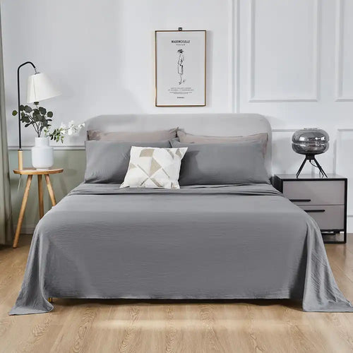 THS Giza Cotton King Flat Bed Sheet Silver Grey