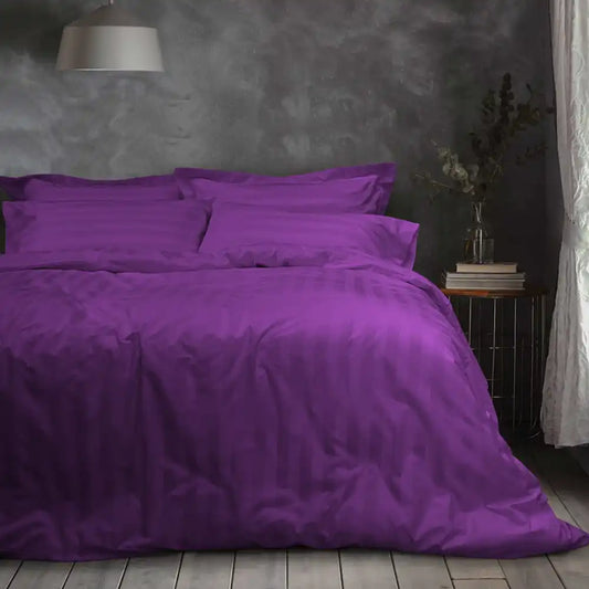 ths eternal stripes double cotton flat bed sheet purple