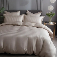 THS Zen Stripes Queen Cotton Flat Bed Sheet Pearl