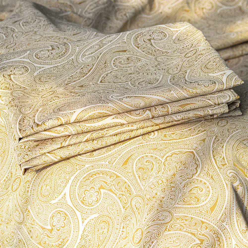 ths elysian paisley king jacquard cotton flat bed sheet ivory