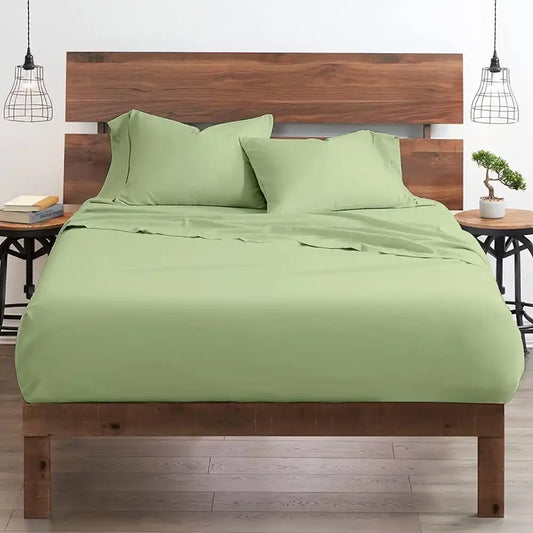 ths giza cotton queen flat bed sheet slit green