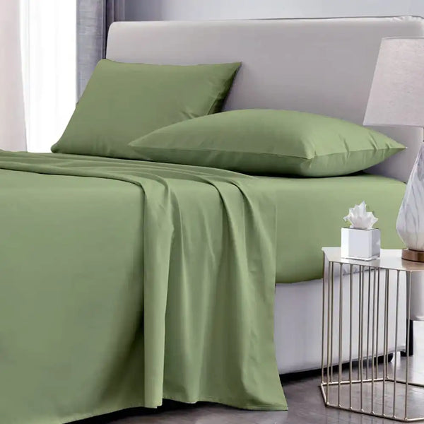 ths giza cotton queen fitted bed sheet slit green