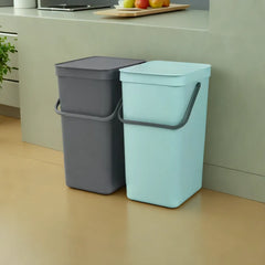 Brabantia Sort & Go Mint & Grey Plastic Bin, 2x16L