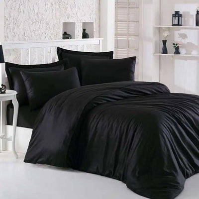 ths giza cotton queen flat bed sheet onyx