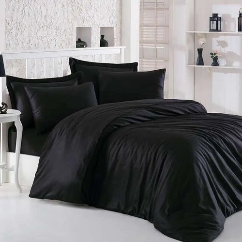 THS Giza Cotton Queen Flat Bed Sheet Onyx