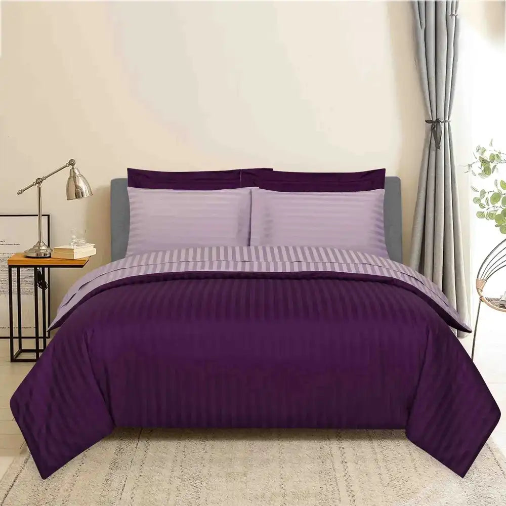 ths eternal stripes double queen cotton duvet cover purple