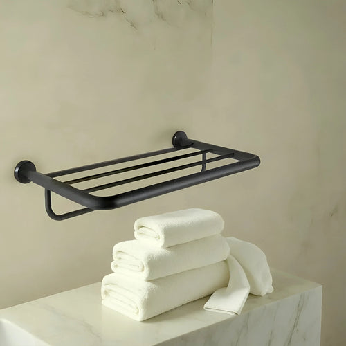 Bagnodesign Matt Black Options Round Wall Mounted Towel Rack, 55x30x11.7 cm