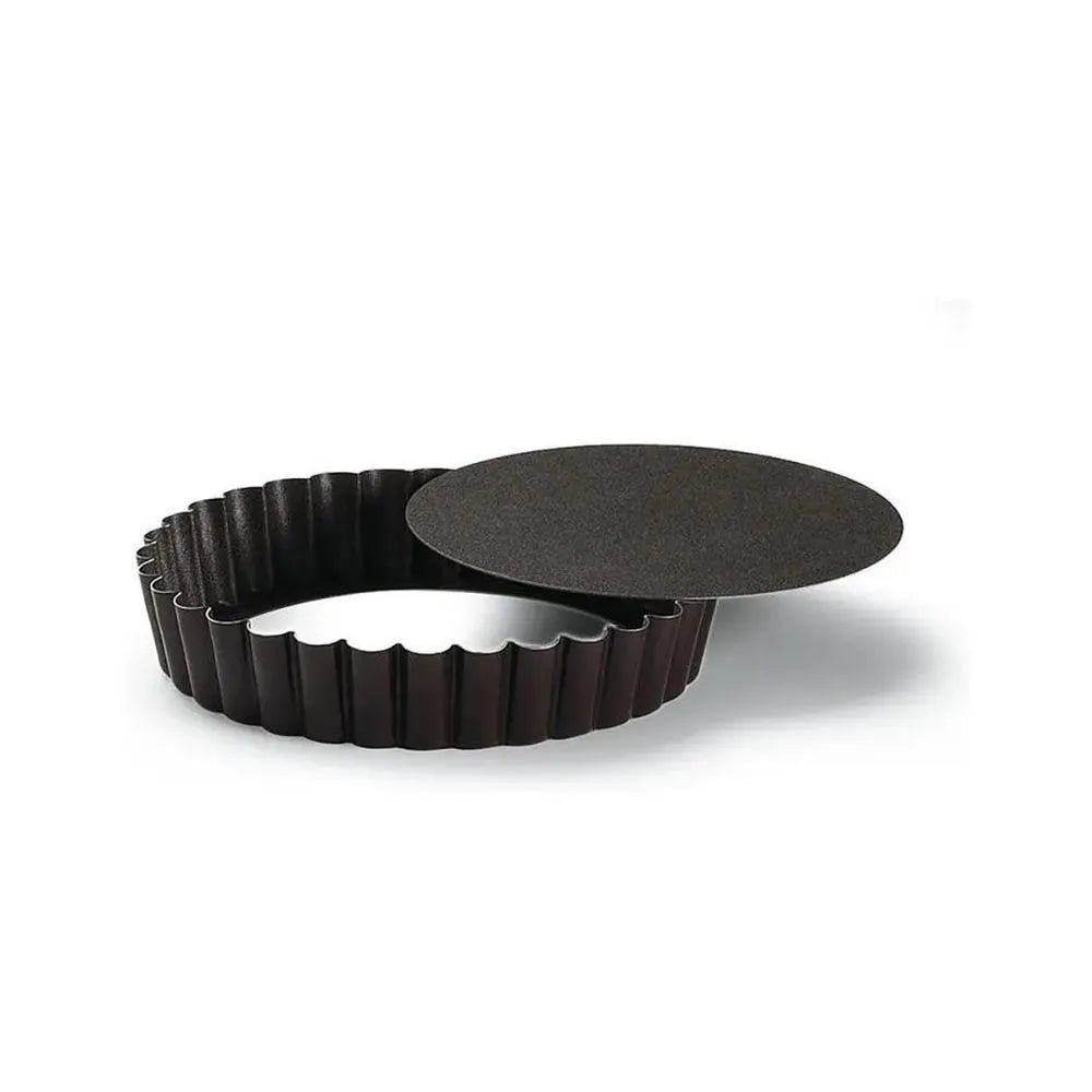 Louis Tellier Non-Stick Medium Deep Round Fluted Tart Mould Loose Bottom Ø 24CM, H 3.5CM