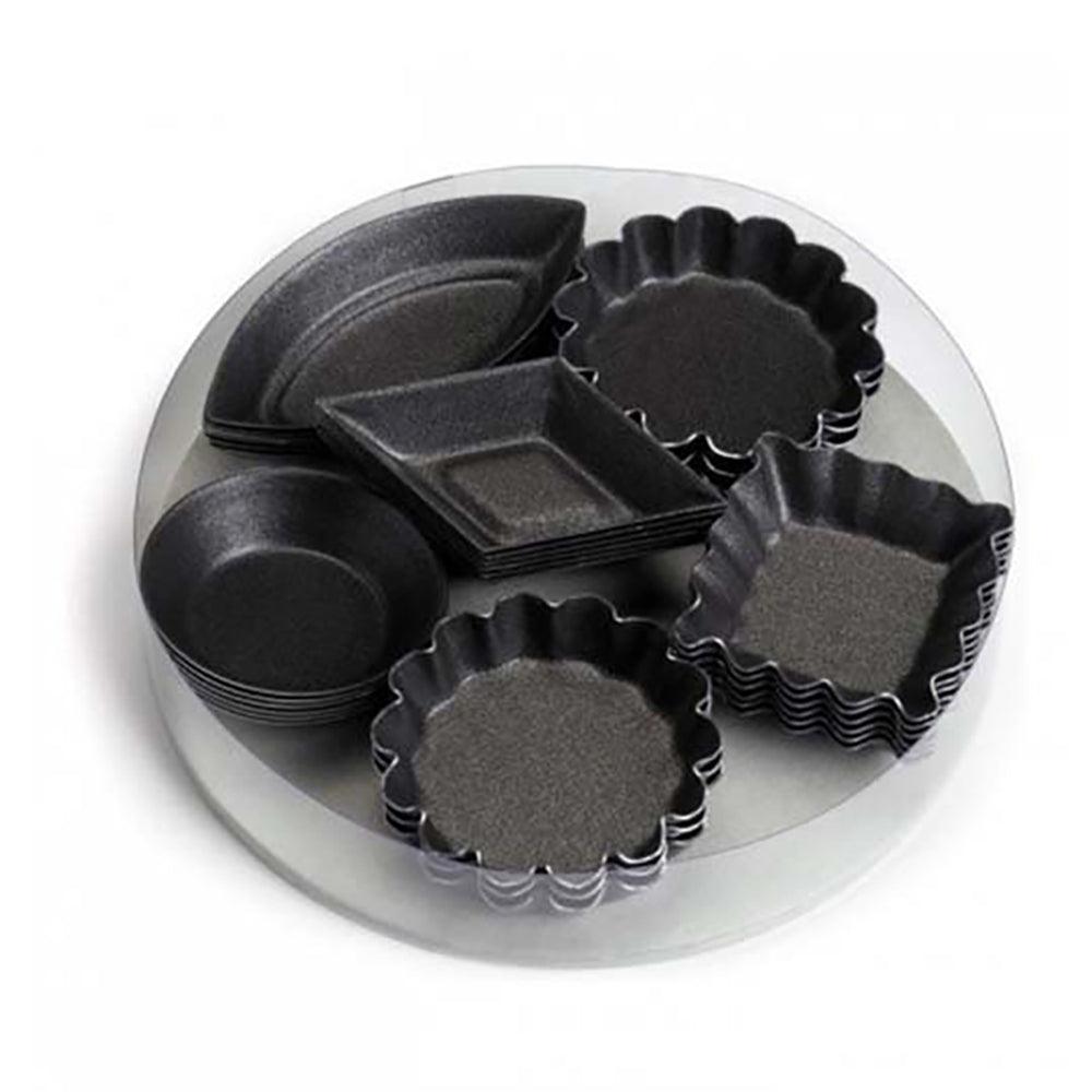 Louis Tellier Non-Stick Petits Moulds Fluted, Round, Square, Diamond, Boat and plane, L 3-5 CM, H 0.8CM Assorted Sizes
