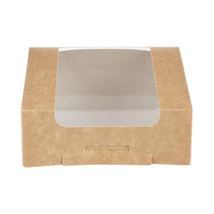 Hotpack Kraft Square Deli Box with a Window, 28 x 28 x 10 cm, 100 PCs