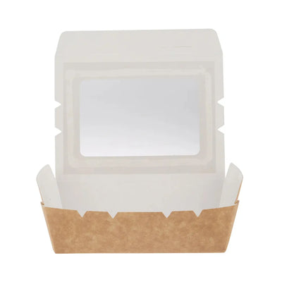 hotpack brown top lunch box with window 18 x 12 x 5 cm 150 pcs