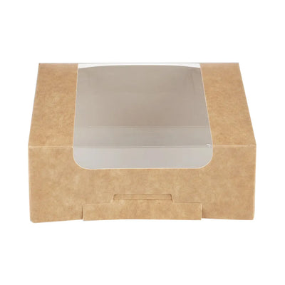 hotpack kraft square deli box with a window 24 x 24 x 10 cm 150 pcs