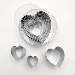 Martellato Stainless Steel Pastry And Cookie Cutters Heart Shape Set Of 10 pcs, H 4.5CM Assorted Sizes