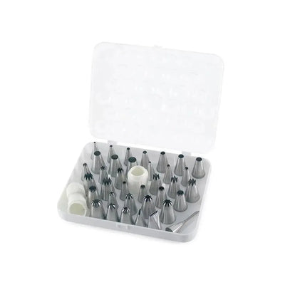 Martellato Stainless Steel Piping Tip Nozzles With Adopters Set Of 36Pcs,